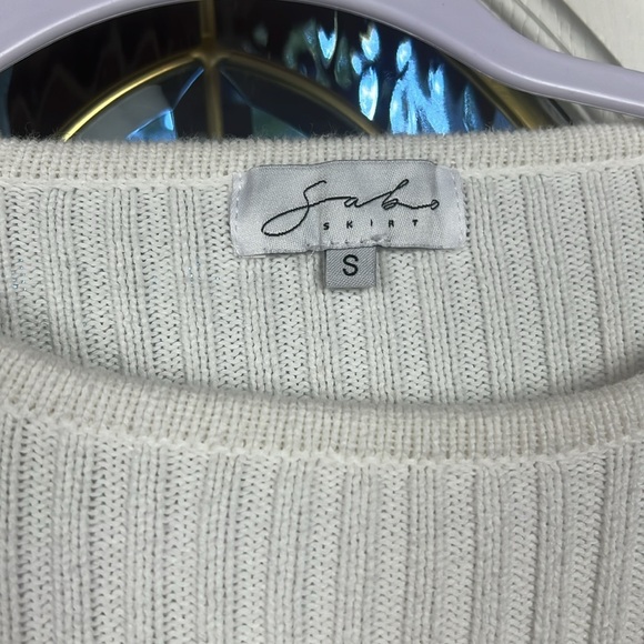 Sabo white 100% cotton boxy ribbed top S - Picture 3 of 9